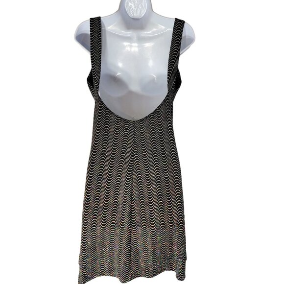 Vintage Ronni Nicole Dress Sz 10 Rainbow Sparkle Backless Party Slinky Black - Picture 3 of 11